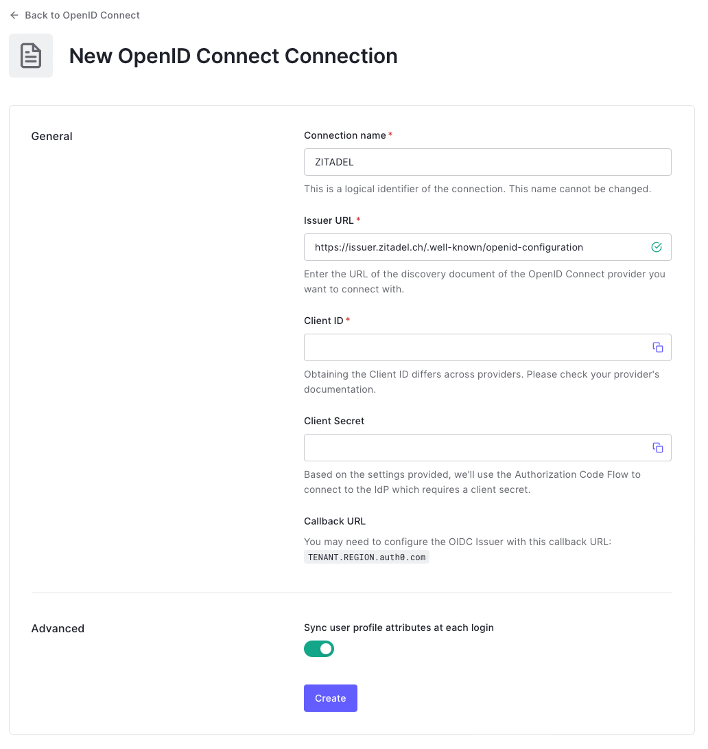 initial connection configuration